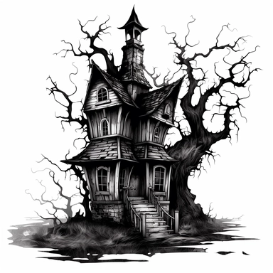 Witch House Creepy Gothic Clipart isolated on white background