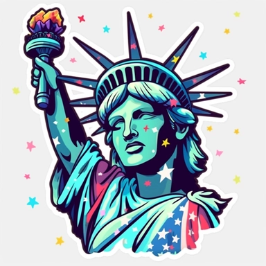the statue of liberty holding the american flag-big smile-confetti-clipart-sticker