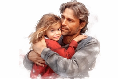 photorealistic, I love you dad! You are my hero, no background, rough, clipart, hd, on white background, spaced out, Detailed
