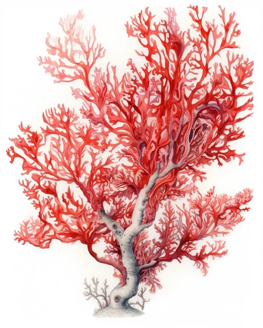 watercolor painting of red fan coral on white background beautiful multi - headed pale, Flora Design Patterns, Flemish Baroque by Rachel Ruysch, Behance, Rococo, Intricate Detailed, Soft Light Effect, Oil Paint Strokes, Light Academia Aesthetic Flowers, Lighting cinematic, all shown shimmering stamens, tyndall light, light effect, texture, colorful, 8k, fantasy, ray tracing, depth of field, vivid, spectacular lighting, octane rendering, highly detailed, ultra - realistic, white background, clipa