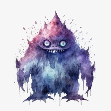 mystical dark scary watecolor halloween monster clipart, hd 4k, detailed, focused, isolated on white background