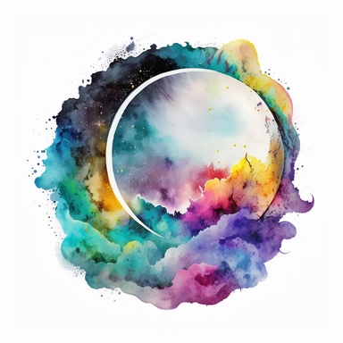 fantasy moon clipart circle on a white background, fantasy watercolor illustration, detailed, high res 8k