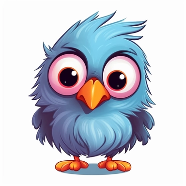 cute cartoon bird clipart, white background,--no cut-off edges