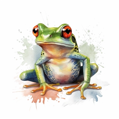 watercolour illustration free brushstrokes, beautiful and joyful, frog, mark brooks, naturecore, animal clipart, isolated on a white background,