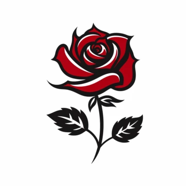 red rose flower silhouette vector flat simple identification symbol white backround white background minimalistic clipart png svg