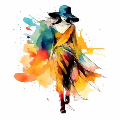 fashion clipart, abstract, no model, watercolor, isolated