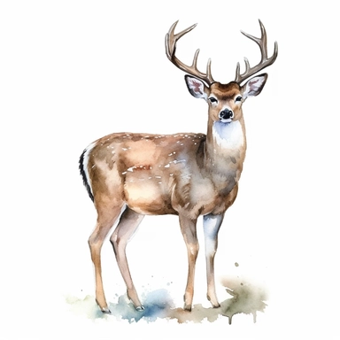 watercolor style, buck deer clipart, isolated on white background, hd