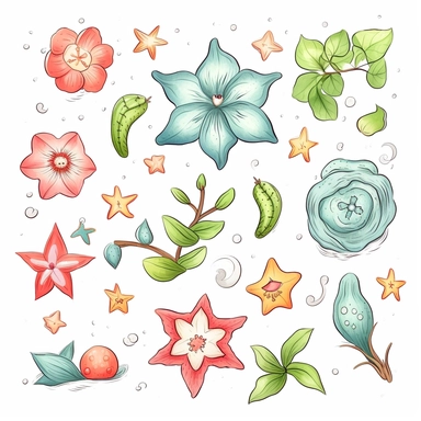 Vector Clipart, star spring Clipart, hand drawn, Single Design, 8k, cute, white background