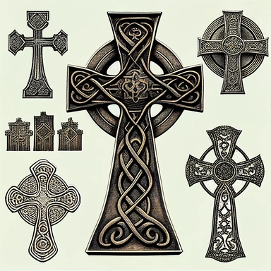 a vintage celtic cross clipart collection on white background with margins