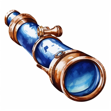 Blue Binoculars, Blue Nautical Object, Watercolor, white and blue, extremely detailed, illustration clipart, white background
