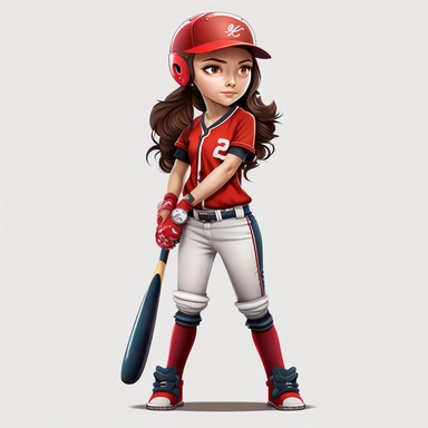Baseball clipart. Sport graphics, Girl Baseball player characters, full body, 8k polished, clear background, 3d, rendered by pixar
