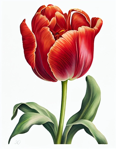 detailed watercolorart large garden red tulip bulb no leaves , isolated on white background, realistic, clipart