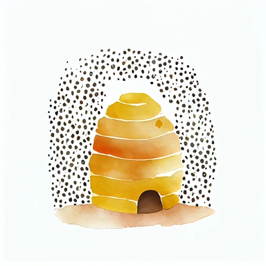 minimalist bee hive. Simple and cute. Watercolor clip art style. White background.