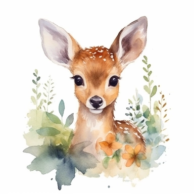 clipart watercolor fawn in the style of Beatrix potter
