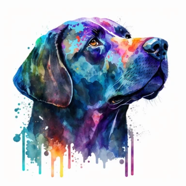 Labrador Retriever dog head Watercolor Clipart, drip effect, clean white background, clean white background
