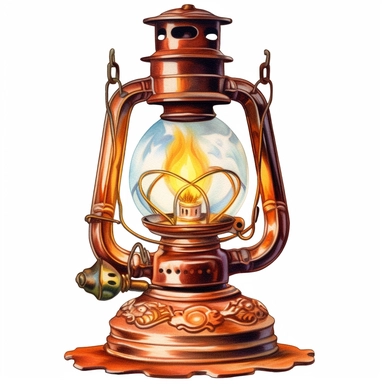 antique oil lamp, white background, clipart--q2--v5.1