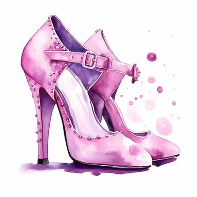 watercolor pastel goth pink high heel shoe clipart