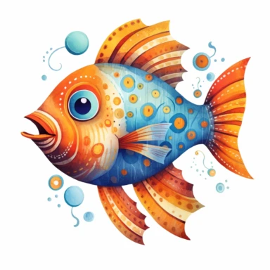 a whimsical fish clipart on white background