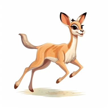 cute gazelle fawn, prancing and leaping with boundless energy, its joy infectious, soft pastel colors, clipart, on a white background