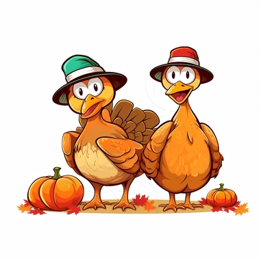 fall funny turkey and pumpkin cartoon in vivid colors clipart on a white background , in the style of rural america, high resolution, sarah purser, rural life scenes, large canvases, illustration, celebration of rural life , no watermark, text, words, paintbrush, 300 DPI, the images do not stick together, no text in the picture