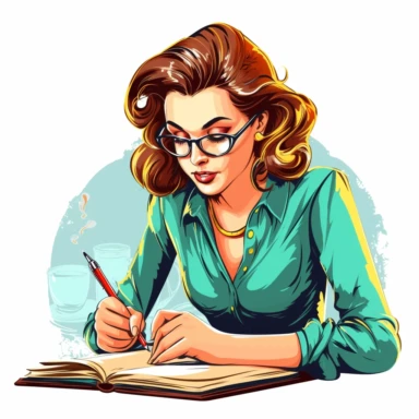 woman writing in journal clipart