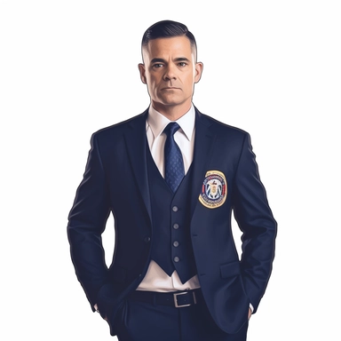 clipart of an FBI agent, white background
