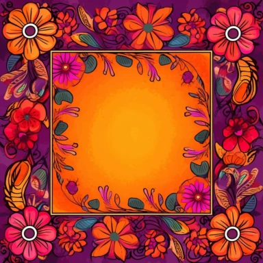 spanish tiles fuchsia orange frame clipart mexican