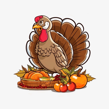 adobe illustration cartoon turkey clipart bundle, 12k, white black ground