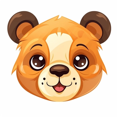 fantasy happy cute bear face, cartoon, clipart, mascot, isolated on white background