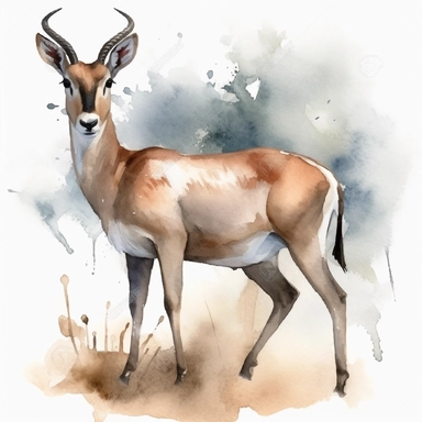 Antelope, watercolor clipart, white background
