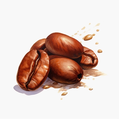 amazing coffee beam bulk, tasteful, watercolor, clipart, high contrast, highly detailed, octane render, hd, 8k, isolated white background