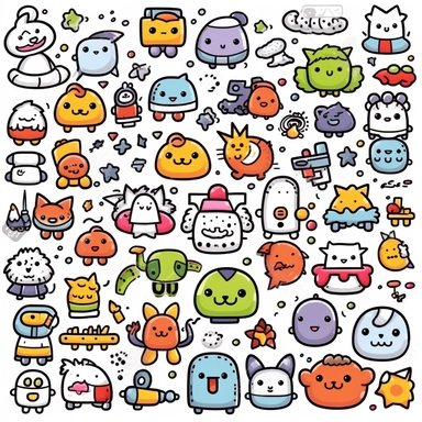 Illustration hand draw style of kawaii doodle, clipart collection, Vector line, white background