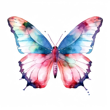 watercolour butterfly clipart, white background, no text