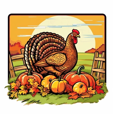 fall turkey and pumpkin cartoon in vivid colors clipart on a white background , in the style of rural america, high resolution, sarah purser, rural life scenes, large canvases, illustration, celebration of rural life , no watermark, text, words, paintbrush, 300 DPI, the images do not stick together, no text in the picture