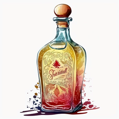 Cute Beautiful alcohol bottle Watercolor Clipart,Cartoon,hyper realistic, intricate detail, illustration style,high solution,on the white background