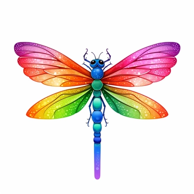 dragonfly rainbow Clipart, LGBT style, isolated on white background