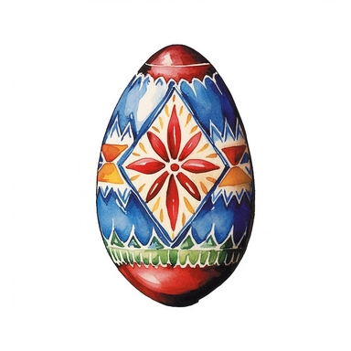 a Czech Republic Czech Easter Egg in the style of watercolour clipart with detailed brush strokes