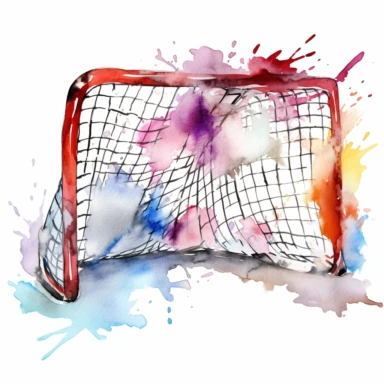 watercolor ice hockey net clipart, white background