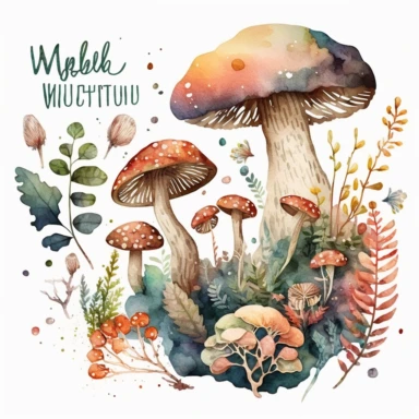 watercolor wild mushroom clipart