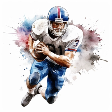 Award winning hyper detail watercolour, football player, white background, clipart