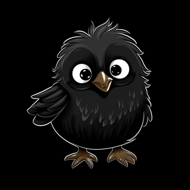 cute cartoon bird clipart, black background,--no cut off edges