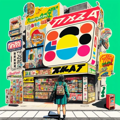 Creative graphic design, design, Jpop culture, Geek on in Akihabara, collage, clipart, graphic, illustrations, 16K