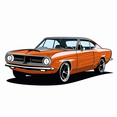 Style clipart, on a white background, vector, vector illustration, classic Plymouth Barracuda car, svg