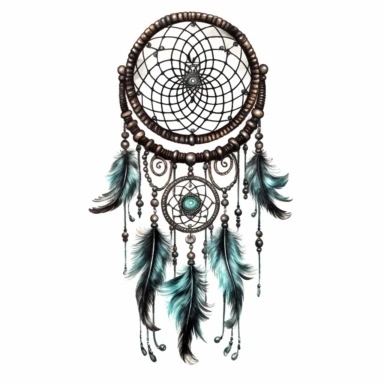 mystical horror watercolor fantasy black dream catcher clipart, hd 4k, detailed, isolated on white background