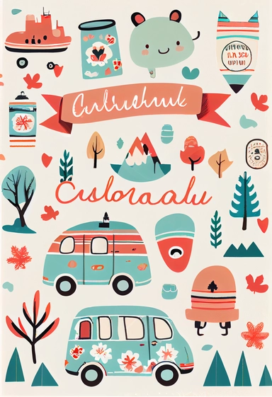 Cute Travel Around Canada pattern, Clipart,by Dr. Seuss ，Blush and bashful background, illustration art