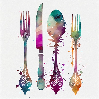 watercolor cutlery clipart