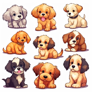 cute puppy clipart for sticker sheet.