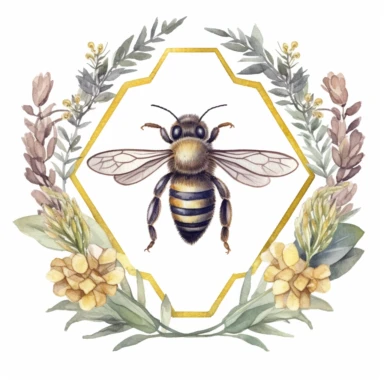 a watercolor clipart, vector of beesweep in the style of vintage imagery, decorative paintings, subtle shading, nature core, muted colors, craftcore, on a white background, uhd image