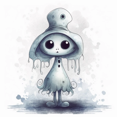 halloween spooky ghost cute clipart, in the style of tim burton, background is only white