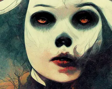 Album Cover, Horror Style,comic style+clipart+adam hughes art, Composed of ghost face, ‐‐w 1664 ‐‐h 1664